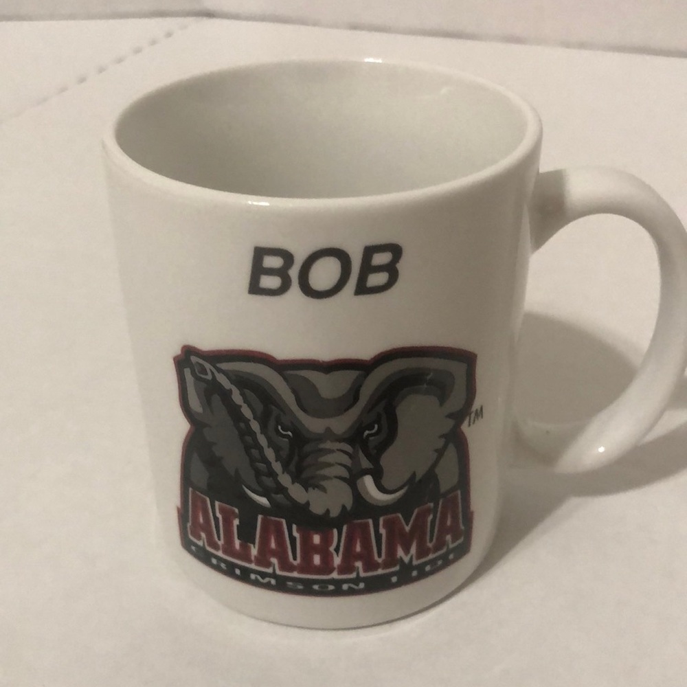Alabama Crimson Tide Personalized coffee mug for Bob. Made is USA